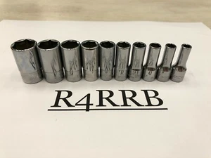 Snap-on Tools USA NEW 1/4" Drive SAE Semi Deep 6 Point Chrome Socket Set 110TMSY - Picture 1 of 9