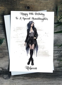 Goth Birthday Card Gothic Girl Any Age Daughter Granddaughter Sister Goddaughter - Picture 1 of 3