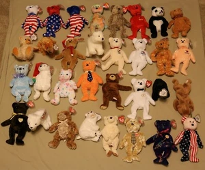 Lot #15 of  32 Original Retired Ty Beanie Babies Bears w/Hang tags and Butt tags - Picture 1 of 2