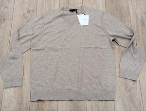 $285 Mens THEORY "Riland" Wool Blend V-neck Sweater Light Brown 2XL - Picture 1 of 6