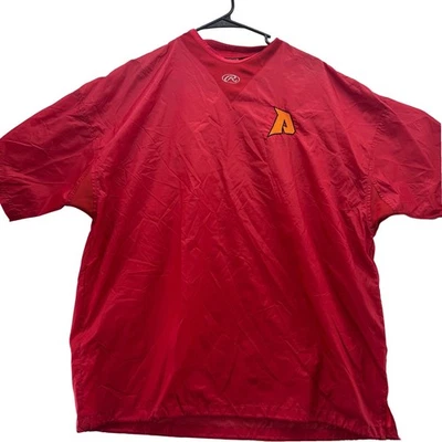 Rawlings Baseball Warm Up Pullover Windbreaker Jacket Red Medium Mens - Image 1 of 4