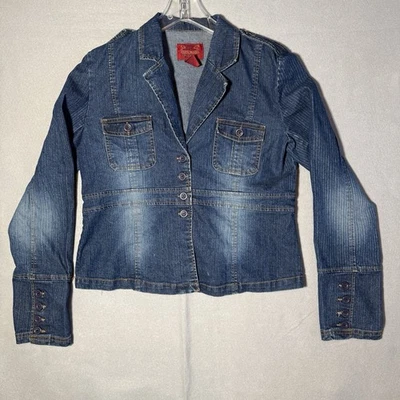 Chaqueta de mezclilla Paris Blues Outerwear botón lavado oscuro para mujer grande Y2K vintage Foto 1 de 4