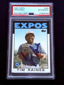 Tim Raines Signed Autograph 1986 Topps #280 PSA DNA - Picture 1 of 2