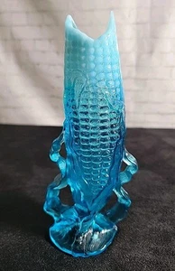 NORTHWOOD/DUGAN EARLY 1900 ORIGINAL BLUE OPALESCENT GLASS CORN COB VASE ANTIQUE - Picture 1 of 11