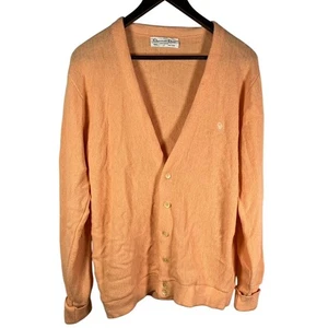Vintage Christian Dior Monsieur Cardigan Sweater Peach Orlon Acrylic Mens USA L - Picture 1 of 13