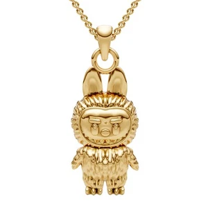 Collar Colgante Muñeca Monstruo Chapado en Oro Amarillo 14K Unisex Acción Vinilo Cara - Imagen 1 de 5
