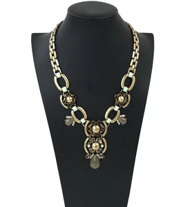Collar Stella & Dot LIVVY Tono Dorado Grueso Distintivo Babero Colgante 18" a 20" - Imagen 1 de 7