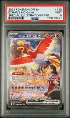 2025 POKEMON DESTINED RIVALS SPECIAL ILLUSTRATION RARE ETHAN'S HO-OH EX PSA 9 - Image 1 of 2