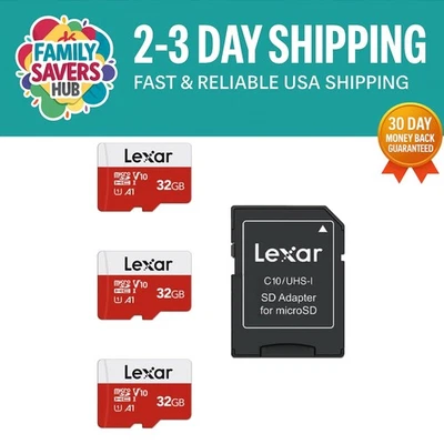 32GB Micro SD Card 3-Pack with Adapter - Fast, Durable Memory for Gaming & Media - Image 1 of 4