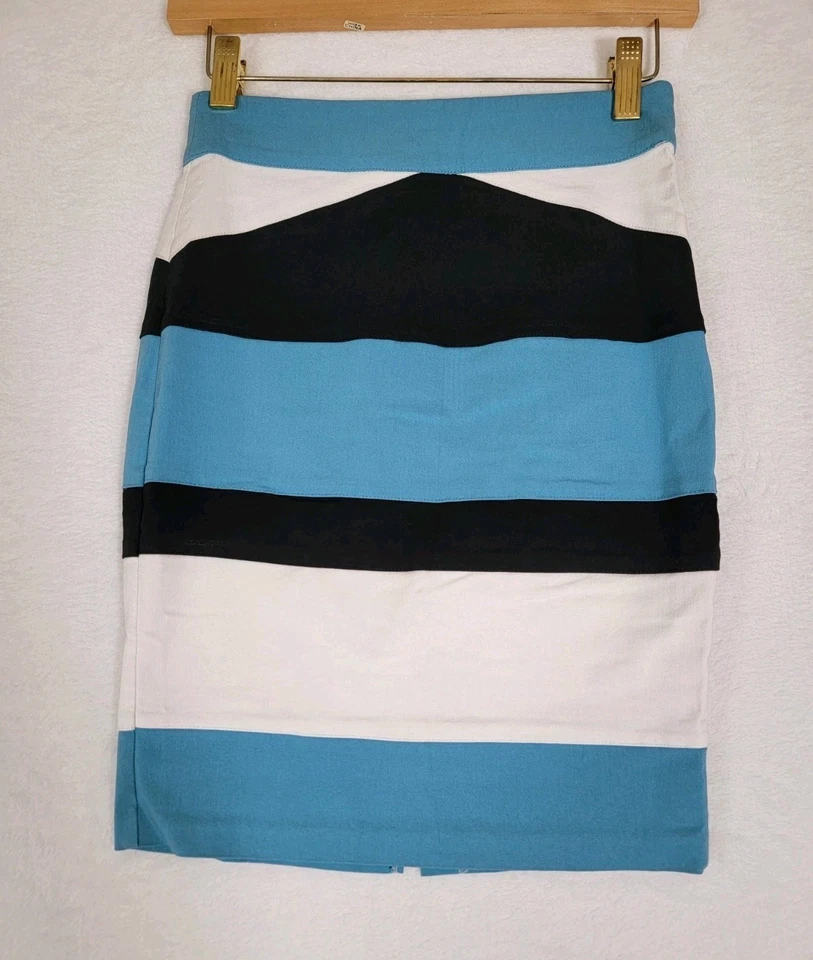 XOXO Mujer Talla 3/4 Azul Negro Blanco Falda Lápiz Hasta la Rodilla Cremallera Y2K  Foto 1 de 4