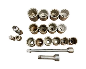 Proto® Wright 12 Point Chrome Socket Set: Dr. Size 1", 19 Pcs With Extras, 2-3” - Picture 1 of 7