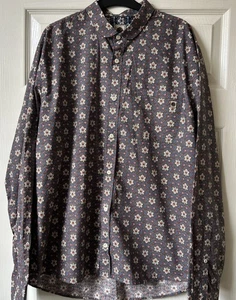 Pretty Green Herren Slim Fit L/S Blätterprint Hemd mit Rundhalsausschnitt £80 - Bild 1 von 4
