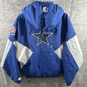 Vintage Starter Dallas Cowboys Puffer Jacket XL 90s NFL Emmitt Troy Pro Line Zip - Foto 1 di 12