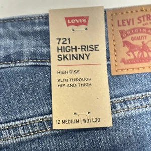 Levi Strauss 721 High Rise Skinny Ankle , Women's Size 12 W31 (W30), Blue Denim - Picture 1 of 16