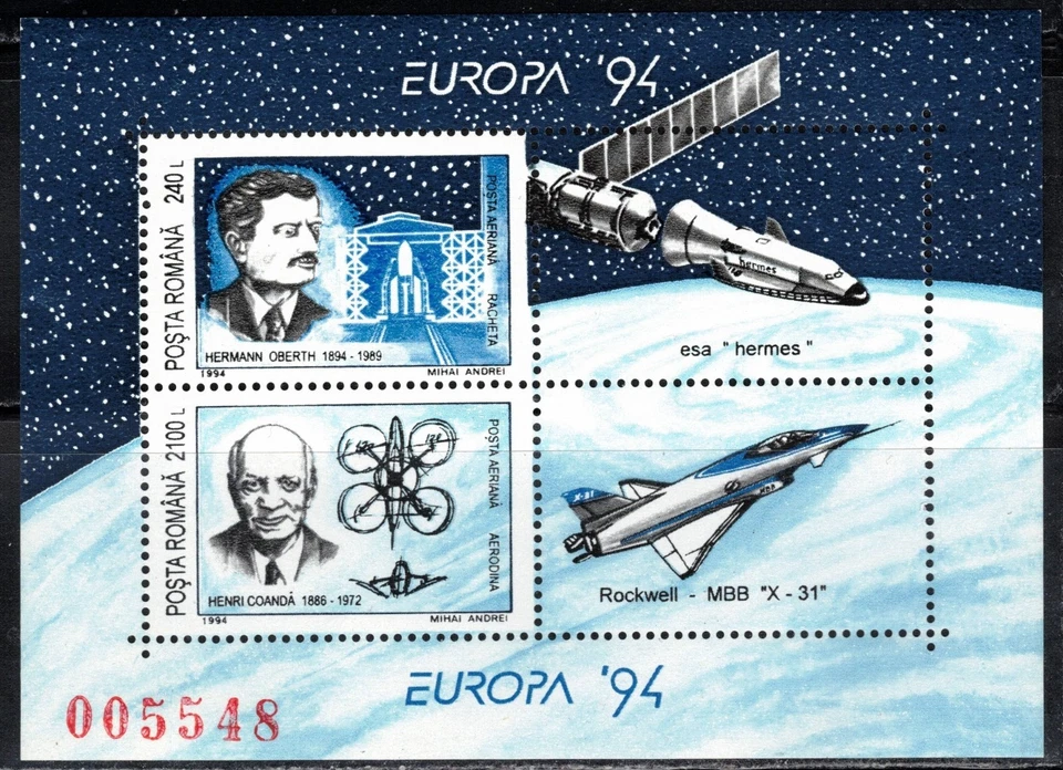 1994 Romania Europa CEPT MNH s/s Great Discoveries and Inventions - Image 1 of 1