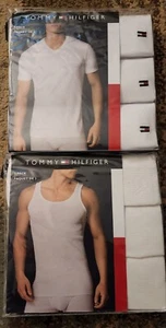 Tommy Hilfiger Hombre M Blanco 3pk Cuello en V Camisetas Clásicas Tanques Rojo Algodón - Imagen 1 de 5