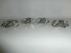 GRAPES ON VINE DESIGN SET OF 4 x SILVER PLATED NAPKIN SERVIETTE RINGS FOR TABLES - Picture 1 of 10