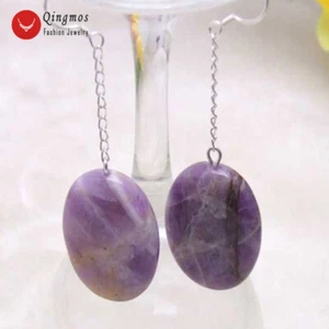 "Pendiente colgante de amatista púrpura natural ovalado de 18*25 mm para mujer joyería de 2" - Imagen 1 de 2