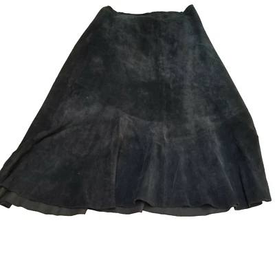 Chico's женщин размер 2 расклешенный Midi юбка назад молнии кожи черный с подкладкой повседневный - Изображение 1 из 4