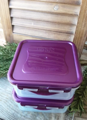 Lock N Lock Food & Storage Containers Set of 2 Square with Mulberry Purple Lids - Image 1 of 4