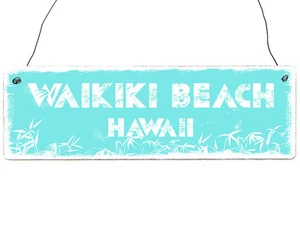 Shabby Vintage Dekoschild Holzschild WAIKIKI BEACH HAWAII Dekoschild Meer Strand - Bild 1 von 2
