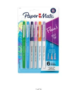 Bolígrafos de diario de escritura con punta de fieltro estilo mate de papel 6 colores y tamaños surtidos - Imagen 1 de 1