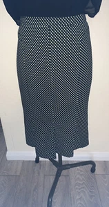 Beautiful Fitted Smart Skirt Black With Lemon Yellow Polka Dots Size 12 From L B - Picture 1 of 6