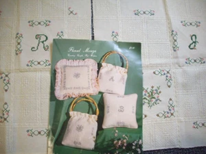 Floral Monza 2 cross stitched floral panels to make into pillow? purse? bag?  - Picture 1 of 4