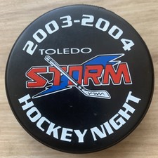 TOLEDO STORM ECHL HOCKEY PUCK 2003-2004 HOCKEY NIGHT ⚡️ LINDSAY MADE IN CANADA