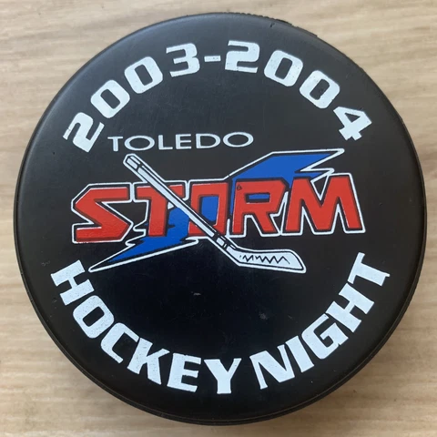 TOLEDO STORM ECHL HOCKEY PUCK 2003-2004 HOCKEY NIGHT ⚡️ LINDSAY MADE IN CANADA Cover