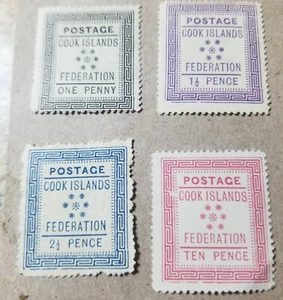 Cook Islands 1892 1st Issue SG 5-8 SC# 5, 6, 7, 8 MH - #8 - gum disturbance - Picture 1 of 2