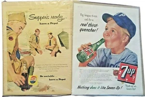 Vintage 1960 Pepsi Cola 1956 7up Cube Block Magazine Advertisements Boy Scouts - Picture 1 of 10