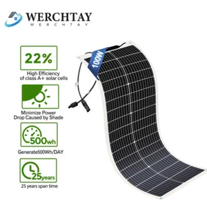 100W Flexible Solar Panel Bendable 12V Mono for RV Boat Marine Caravan Campervan - Picture 1 of 14