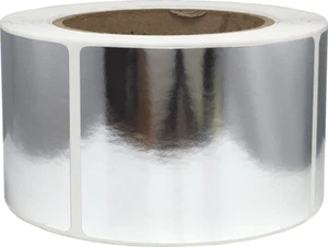 Metallic Silberfolie glänzende Etiketten 4""x6"" 100 mm x 150 mm ca.  - Bild 1 von 2