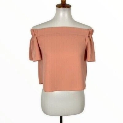 Topshop Off Shoulder Top 4 Peach Short Sleeve Y2K Feminine Flowy Festival - Image 1 of 4