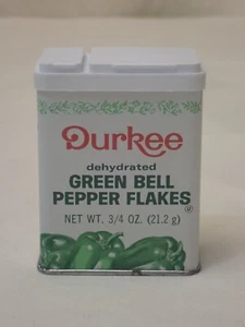 Vintage Durkee Dehydrated Green Bell Pepper Flakes Spice Tin 3/4 oz - Picture 1 of 10
