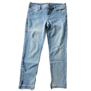 White House Black Market Womens Skimmer Jeans Size 10 Distressed Light Wash Raw - Picture 1 of 15