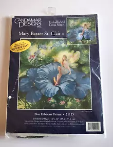 Candamar Designs 1999 Blue Hibiscus Fairy Cross Embellished Cross Stitch Kit - Picture 1 of 5