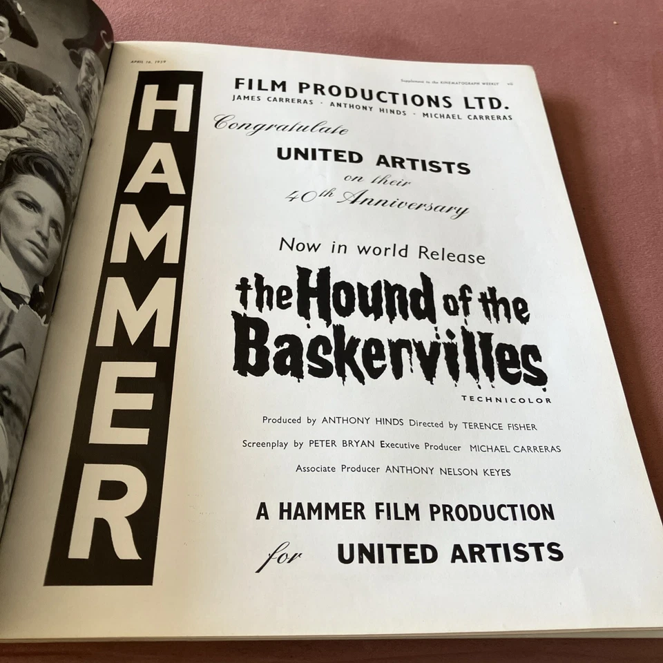 Kine Weekly 1959 - The hound of the Baskervilles Hammer horror. Sheree Winton - Image 1 of 4