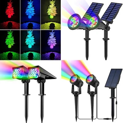 2er Set RGB Farbwechsel LED Solarstrahler Solarleuchte Solarlampe Gartenstrahler - Bild 1 von 4