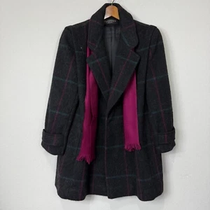 Alorna For Dillard's 100% Wool Womens Peacoat Size XL - Blue/Pink Check Print - Picture 1 of 9