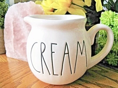 New Rae Dunn CREAM Ceramic Coffee Creamer Pitcher w/ Large Letter Style Font - Image 1 of 4