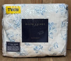 Ralph Lauren Twin Ruffle Bedskirt Fairdale Floral Blue Ocean Wash Cotton NEW - Picture 1 of 5