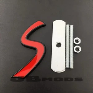 Insignia emblema parrilla frontal logotipo S negro rojo para Mini Cooper S F56 F55 - Imagen 1 de 1
