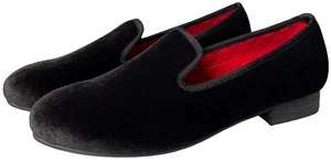 Herren Slipper Samt Halbschuhe schwarz Anzugschuhe Hochzeit Rauchen Hausschuhe flach - Bild 1 von 18