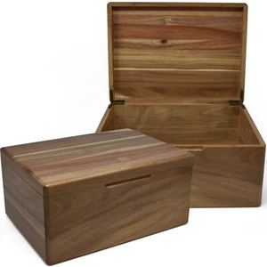 Grande scatola in legno di acacia con coperchio incernierato - memory box in legno 11,5" x 8." x 5,5" - Foto 1 di 4