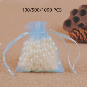 100/500/1000 Organza Bags Wedding Christmas Party Gift Candy Favor Light Blue - Picture 1 of 4