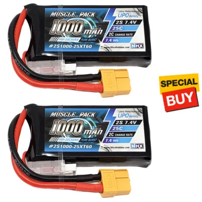 Batería Lipo NHX Muscle Pack 2S 7.4V 1000mAh 25C con Conector XT60 (2) Foto 1 de 4
