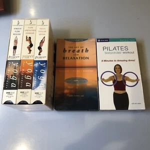 3 VHS set Living Yoga's Gentle Yoga for Beginners lower upper body power TESTED - Picture 1 of 6