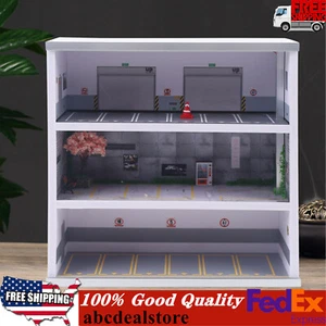 1:64 3-Layer Diecast Car Model Display Cabinet Parking Lot Case With LED Light - Picture 1 of 15